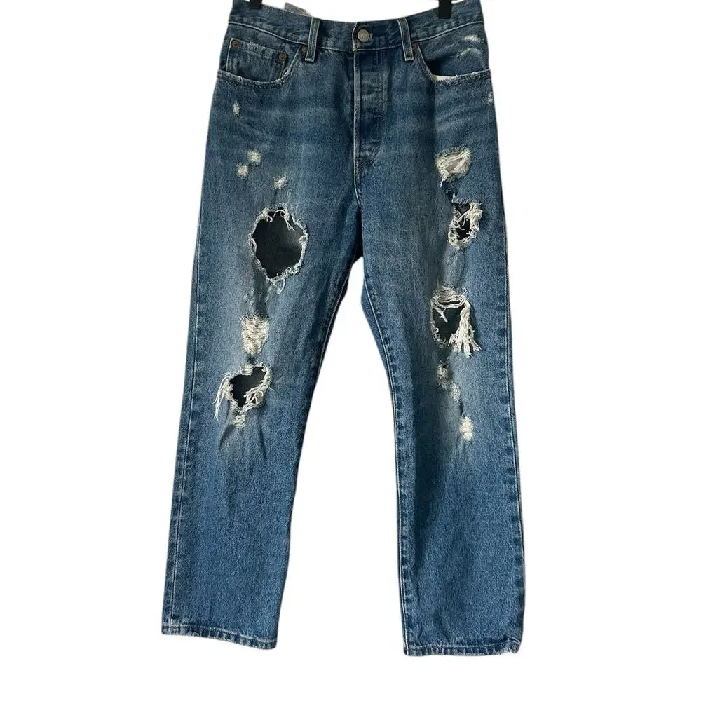 Levi's 501 Distressed Jeans size 28 x 26 - Picture 3 of 10